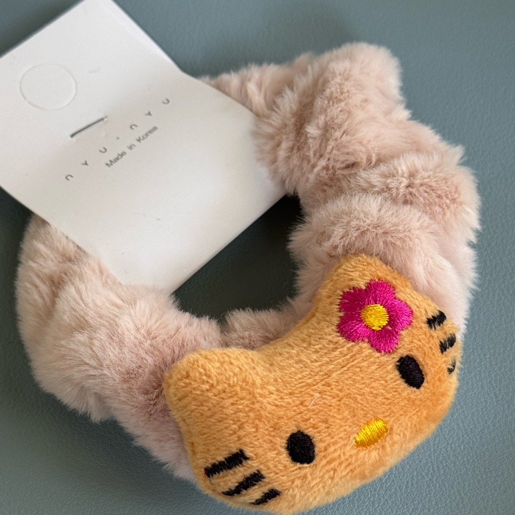 Brown And Tan Kids Plushie Hello Kitty Scrunchie